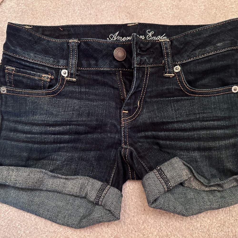 American Eagle Outfitters Women's Dark Blue Denim Shorts